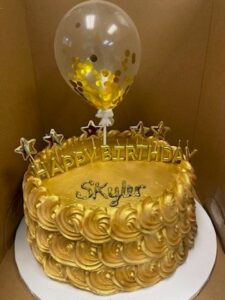 happy bday skyler gold cake