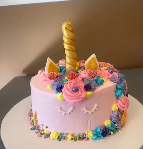 unicorn small pink cake